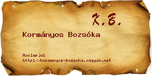 Kormányos Bozsóka névjegykártya
